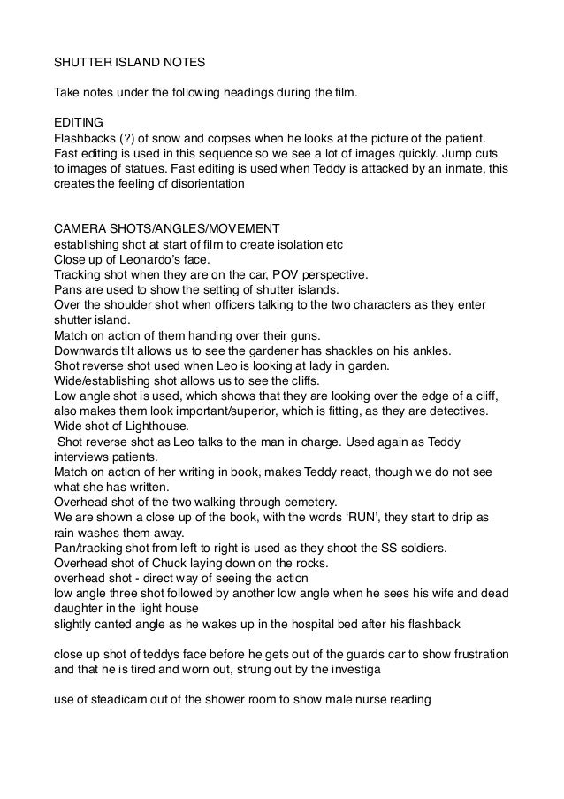 Shutter island notes 1