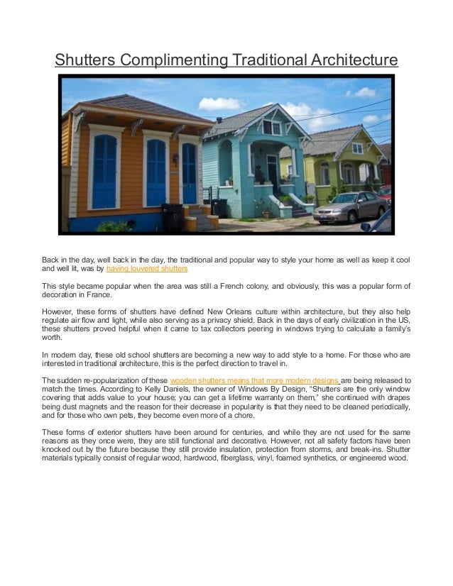 shutters compliment architecture