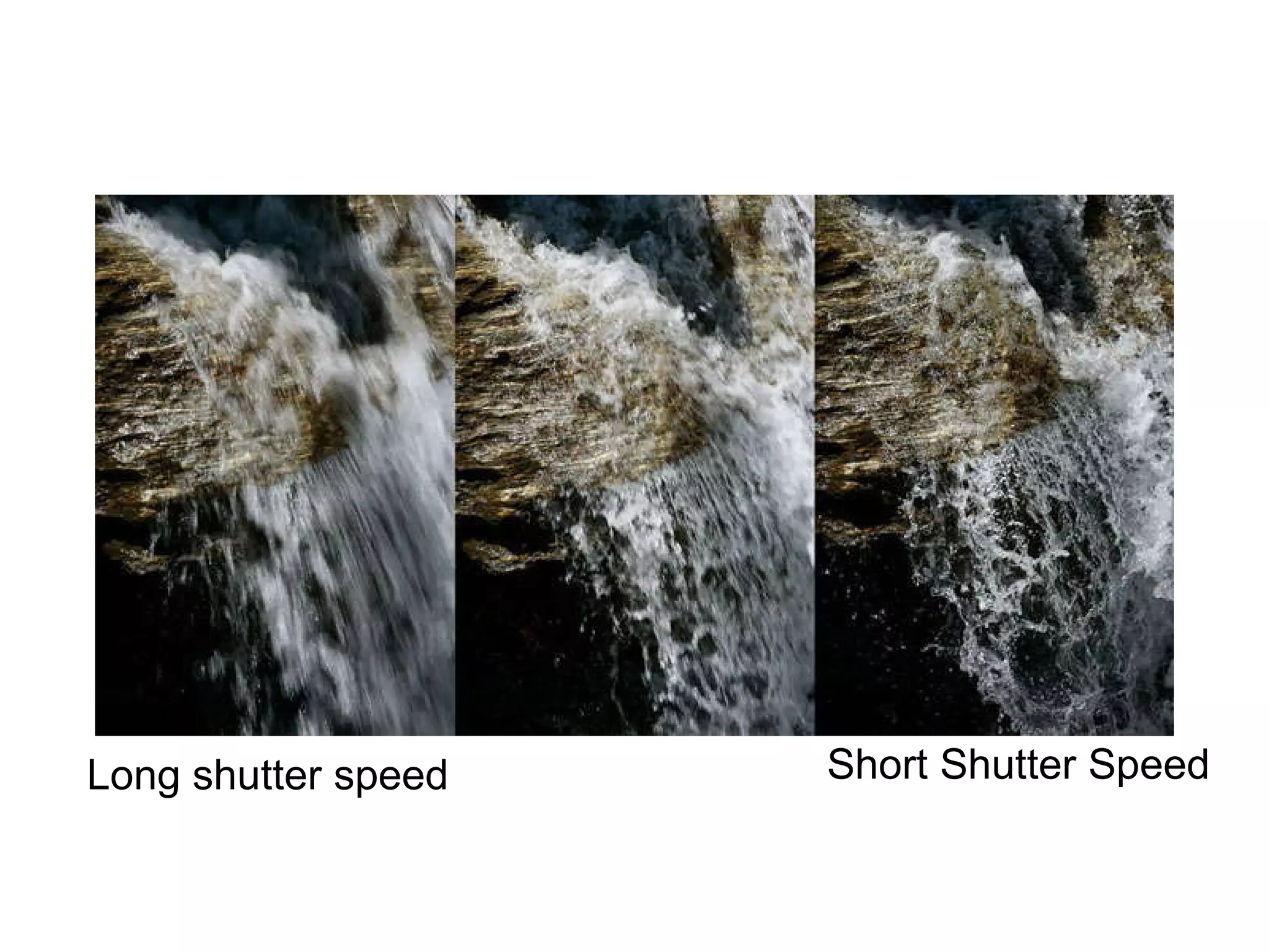 Long shutter speed Short Shutter Speed 