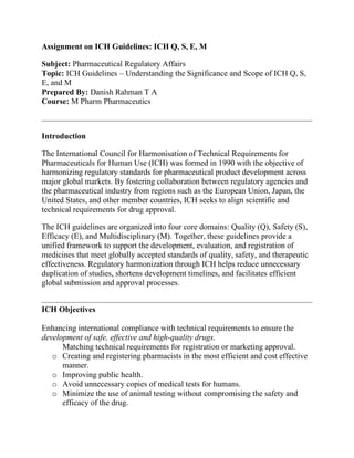 ICH GUIDELINES QUALITY SAFETY EFFICACY MULTIDISPLINARY | PDF