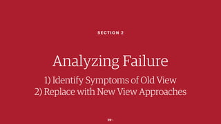 29￼
SECTION 2
Analyzing Failure
1) Identify Symptoms of Old View
2) Replace with New View Approaches
 