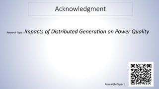 Impacts of Distributed Generation on Power Quality | PPTX