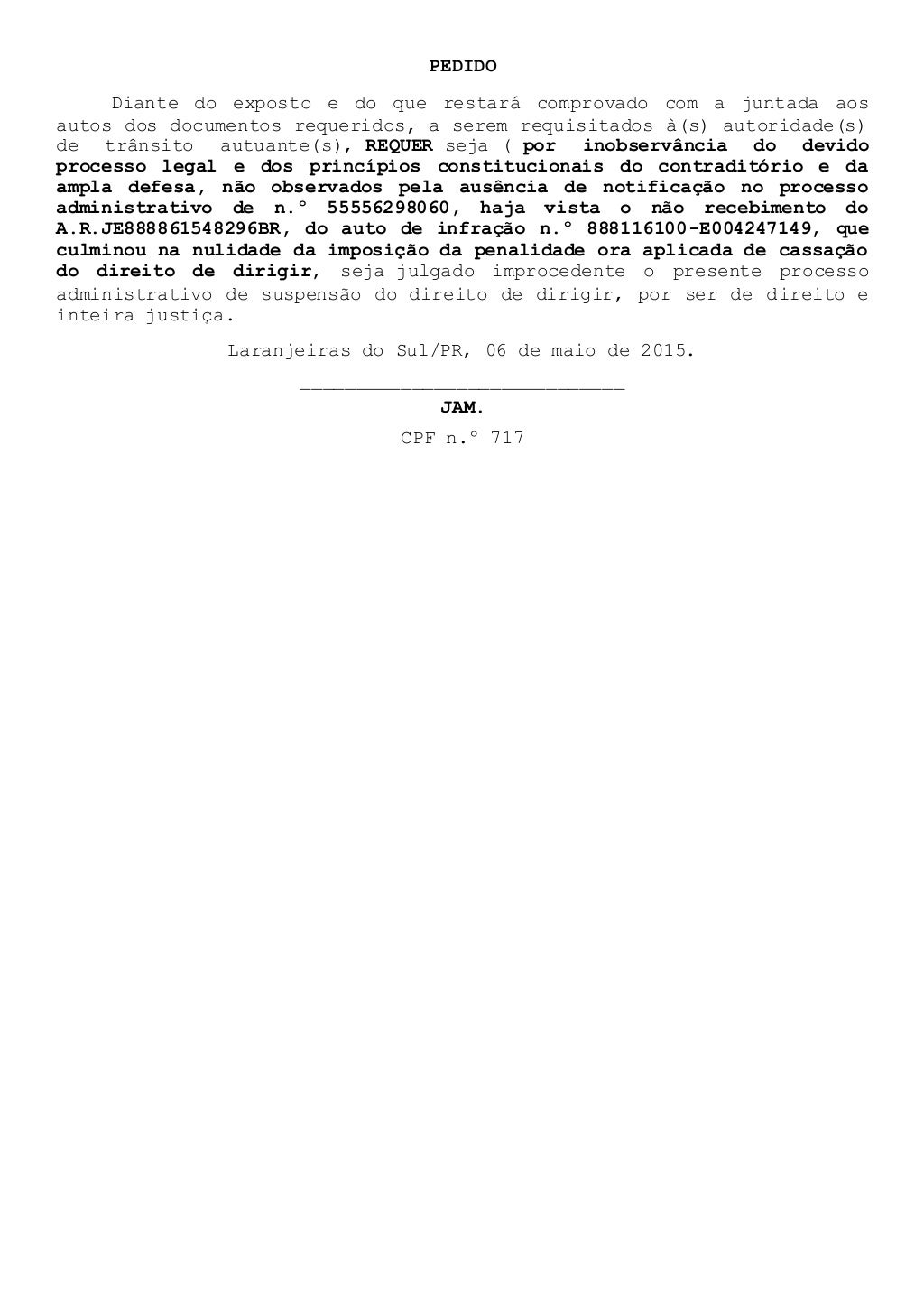 Recurso de multa a JARI modelo