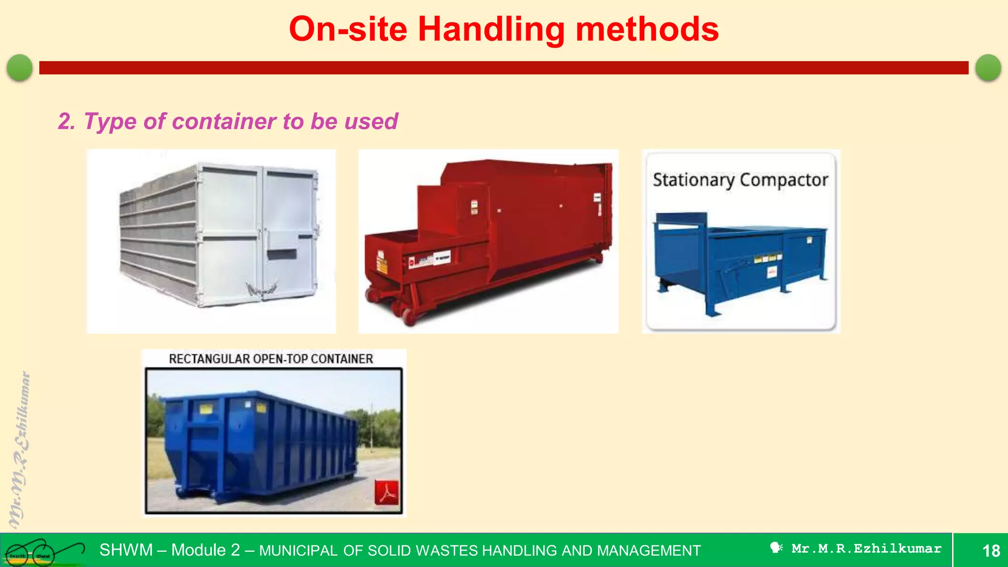 On-site handling methods - Municipal Solid Wastes | PDF