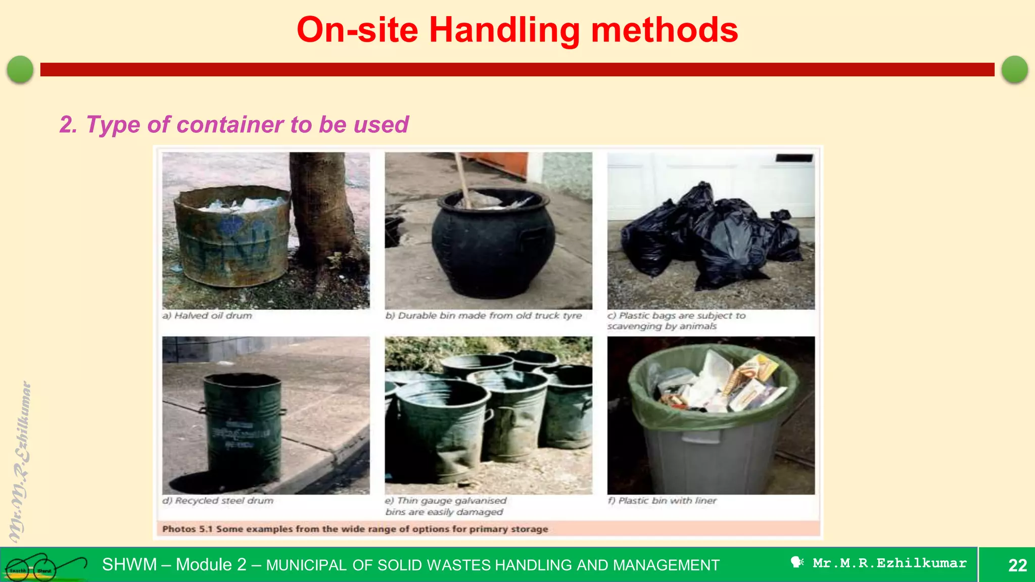 On-site handling methods - Municipal Solid Wastes | PDF
