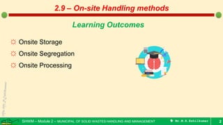 On-site handling methods - Municipal Solid Wastes | PDF