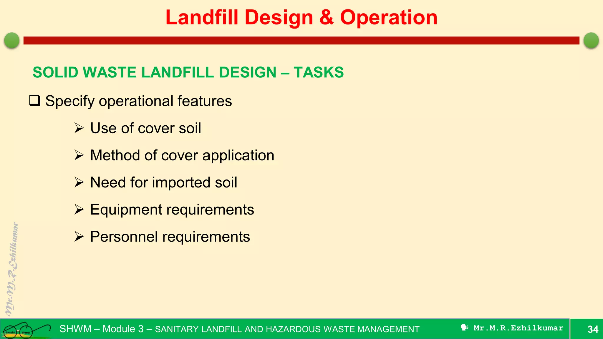 Preliminary design and operation of sanitary landfill | PDF