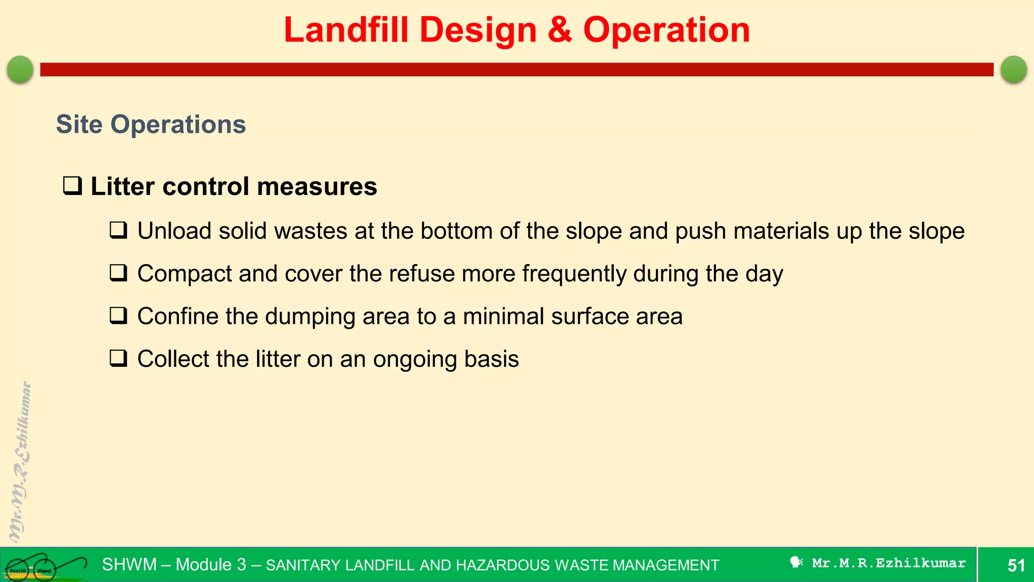 Preliminary design and operation of sanitary landfill | PDF