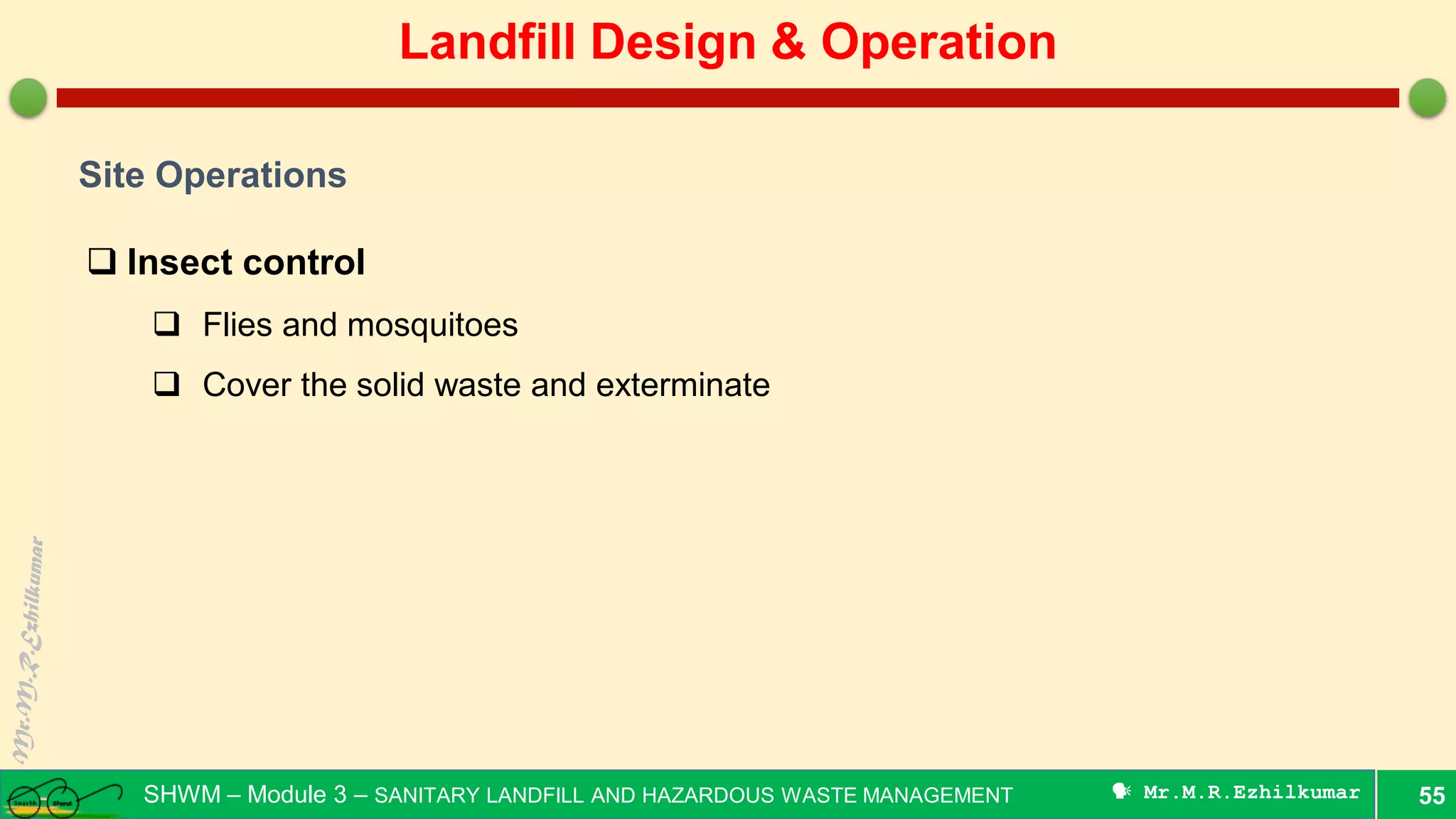 Preliminary design and operation of sanitary landfill | PDF