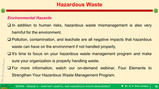 Waste Contamination Health Risks Example Effects of improper management of Hazardous waste | PDF