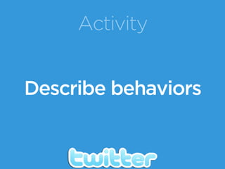 Activity
Describe behaviors