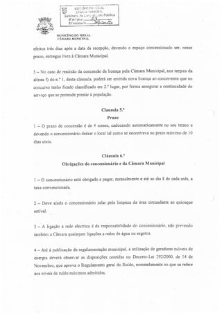 Cuncurso Público para a Concessão de Licença Municipal de Uso Privativo para Implantação de Quiosques e Esplanadas Estivais - 2013