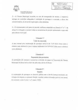 Cuncurso Público para a Concessão de Licença Municipal de Uso Privativo para Implantação de Quiosques e Esplanadas Estivais - 2013