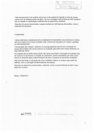 Cuncurso Público para a Concessão de Licença Municipal de Uso Privativo para Implantação de Quiosques e Esplanadas Estivais - 2013