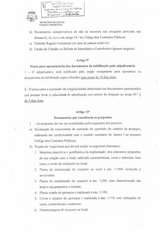 Cuncurso Público para a Concessão de Licença Municipal de Uso Privativo para Implantação de Quiosques e Esplanadas Estivais - 2013