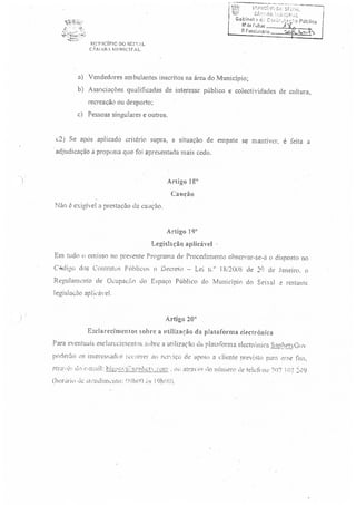 Cuncurso Público para a Concessão de Licença Municipal de Uso Privativo para Implantação de Quiosques e Esplanadas Estivais - 2013