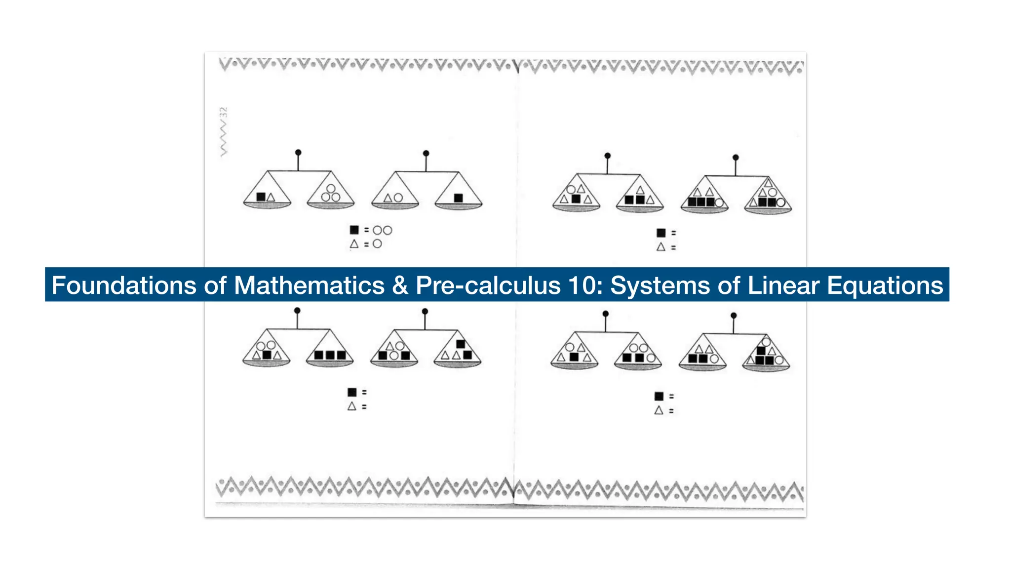 Foundations of Mathematics & Pre-calculus 10: Systems of Linear Equations
 