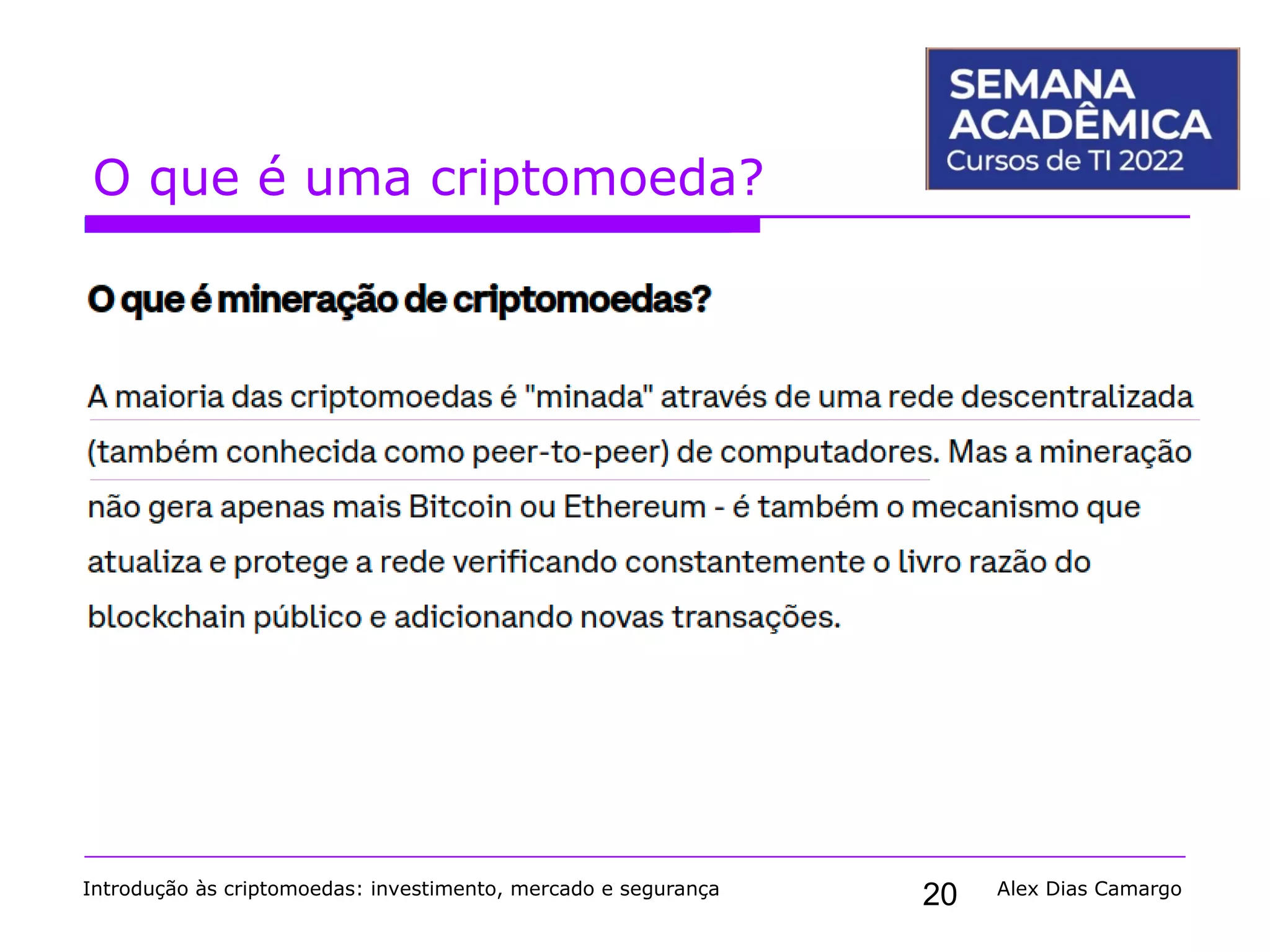 Introdução às criptomoedas: investimento, mercado e segurança | PDF