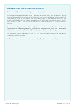 NOVEMBRE 2022 #22.039 - 7
STATISTIQUES ET INDICATEURS
LA RÉMUNÉRATION DES DEMANDEURS D’EMPLOI EN FORMATION
Plusieurs dispo...