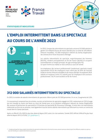 L'emploi intermittent dans le spectacle au cours de l'année 2023 | PDF