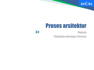 Proses arsitektur
•Metode
•Tatakelola teknologi informasi
 