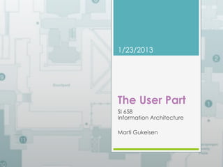 1/23/2013 
The User Part 
SI 658 
Information Architecture 
Marti Gukeisen 
 