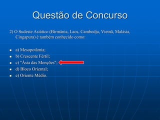 Questão de ConcursoNa(s) questão(ões) a seguir julgue os itens e escreva nos parênteses (V) se for verdadeiro ou (F) se for falso.Sobre os ventos denominados "monções", julgue os itens a seguir.(     ) São ventos permanentes que abrangem o nordeste da Austrália e o subcontinente da Malásia.(     ) Durante o verão, no hemisfério norte (de junho a setembro), eles sopram do oceano Índico, onde há zonas de alta pressão, para o continente. Durante o inverno, os ventos partem do continente rumo ao oceano Índico.(     ) A principal conseqüência das monções é a intensificação repentina da pluviosidade, favorecendo a rizicultura.Resposta: F; V; V