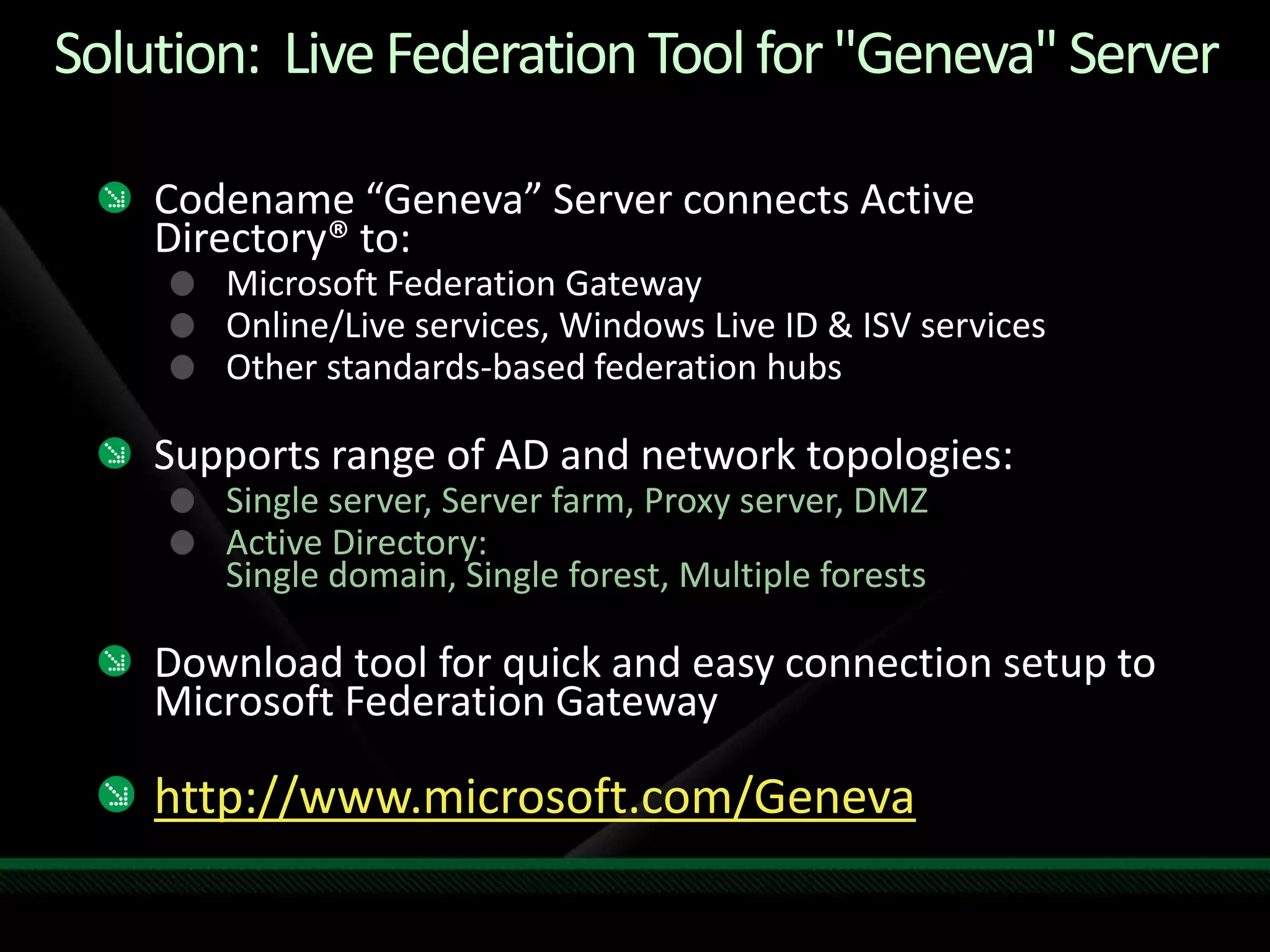 Identity Services Drilldown - TechEd NA 2009