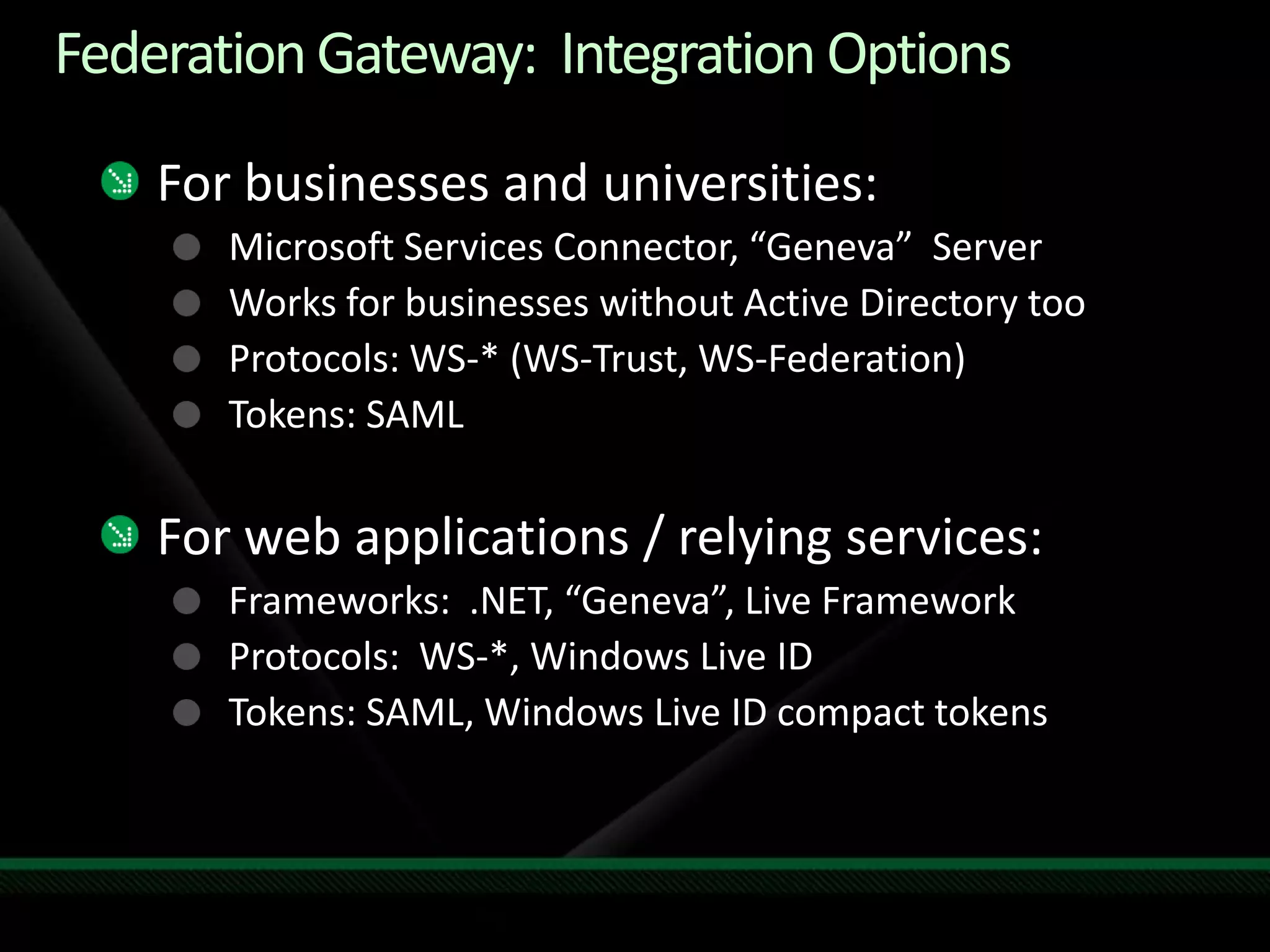 Identity Services Drilldown - TechEd NA 2009