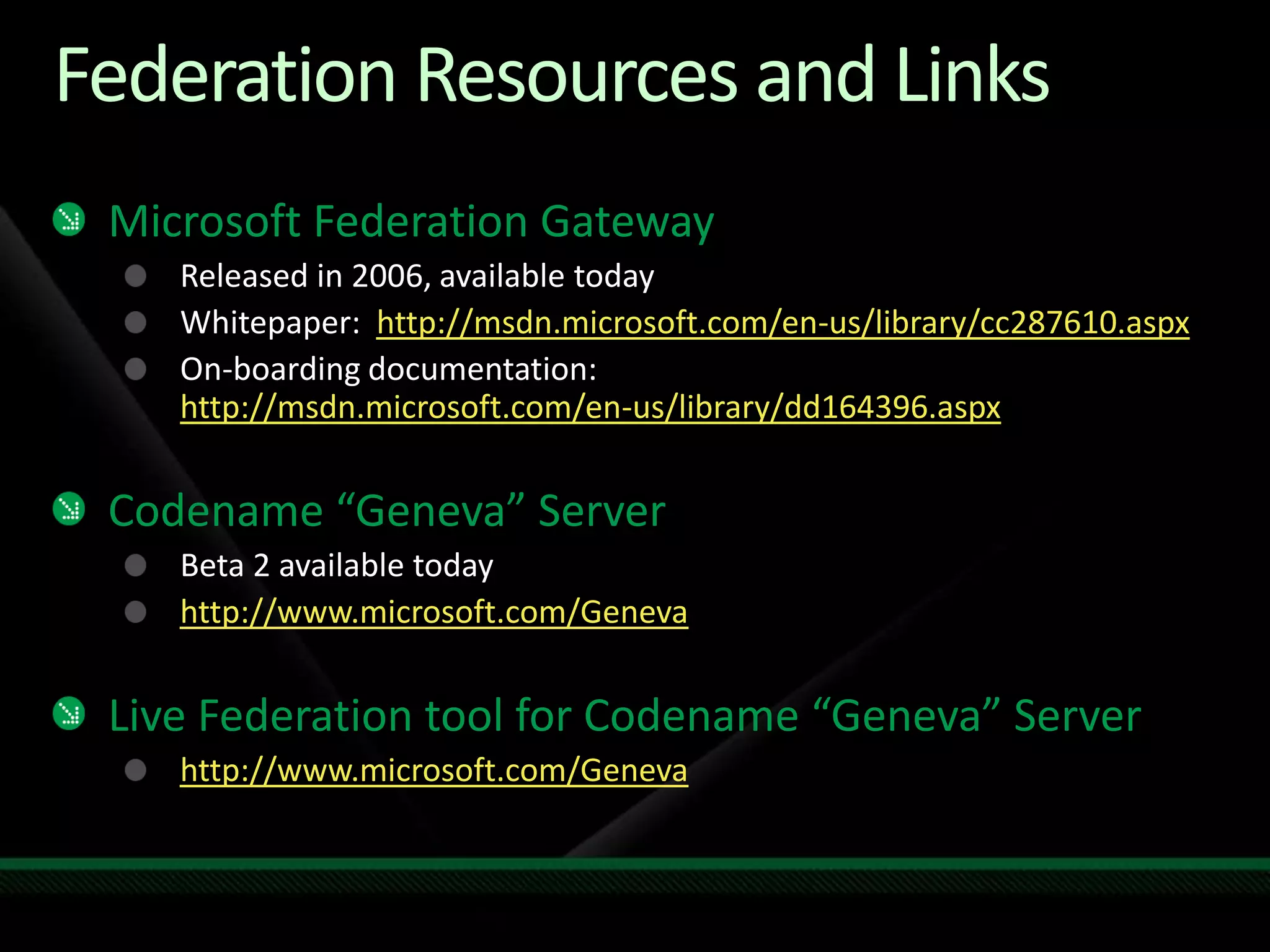 Identity Services Drilldown - TechEd NA 2009