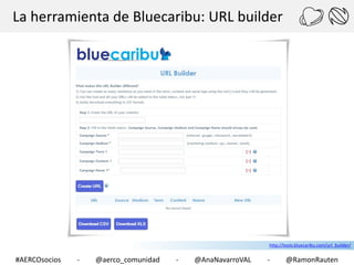 La herramienta de Bluecaribu: URL builder

http://tools.bluecaribu.com/url_builder/

#AERCOsocios

-

@aerco_comunidad

-

@AnaNavarroVAL

-

@RamonRauten

 