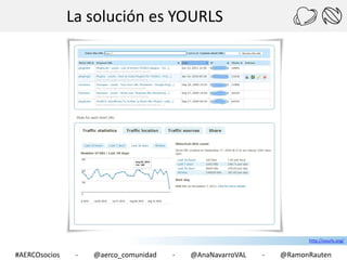 La solución es YOURLS

http://yourls.org/

#AERCOsocios

-

@aerco_comunidad

-

@AnaNavarroVAL

-

@RamonRauten

 