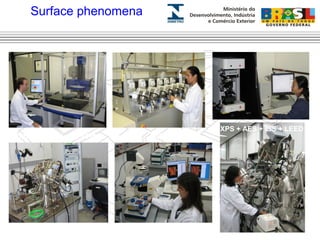 Surface phenomena 
Tribometer Friction simulator Micro-tribometer 
Ultra-high vacuum STM AFM 
XPS + AES + ISS + LEED 
 