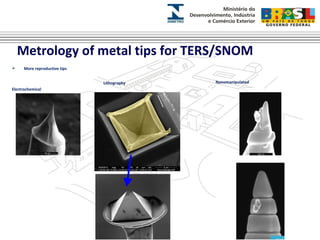 Metrology of metal tips for TERS/SNOM 
 More reproductive tips 
Electrochemical 
Lithography Nanomanipulated 
 