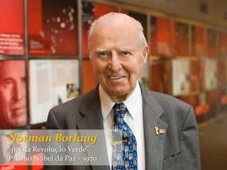Norman Borlaug 
“pai da Revolução Verde” 
Prêmio Nobel da Paz - 1970 
 