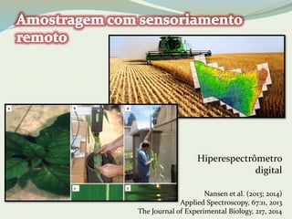 Hiperespectrômetro 
digital 
Nansen et al. (2013; 2014) 
Applied Spectroscopy, 67:11, 2013 
The Journal of Experimental Biology, 217, 2014 
 