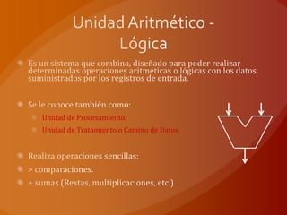 Unidad de Procesamiento.
Unidad de Tratamiento o Camino de Datos.
 