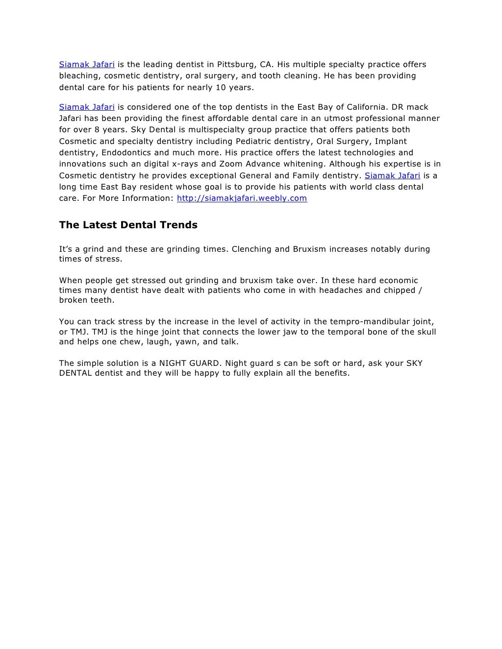 Siamak jafari is the leading dentist in pittsburg