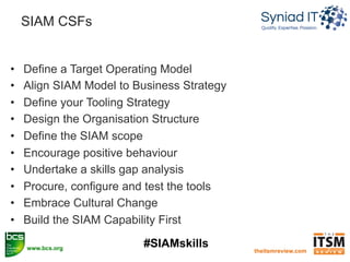 Siam Target Operating Model SIAM Skills Workshop, BCS, ITSM Review 17th Nov 2015 | PDF