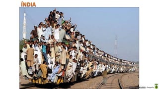 Apresentação elaborada pela Professora FERNANDA BRUM LOPES - Geografia
A Índia é um país dividido religiosamente, de forma especial, entre
hindus (maioria) e muçulmanos (Paquistão)
 