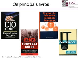 Os principais livros




Sistemas de Informação da Administração Pública / | Luís Vidigal
 