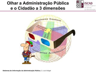 Olhar a Administração Pública
      e o Cidadão a 3 dimensões




Sistemas de Informação da Administração Pública / | Luís Vidigal
 