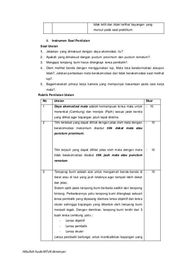 Siap print rpp lp cahaya dan alat optik huda