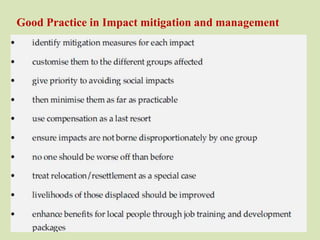 Good Practice in Impact mitigation and management
 