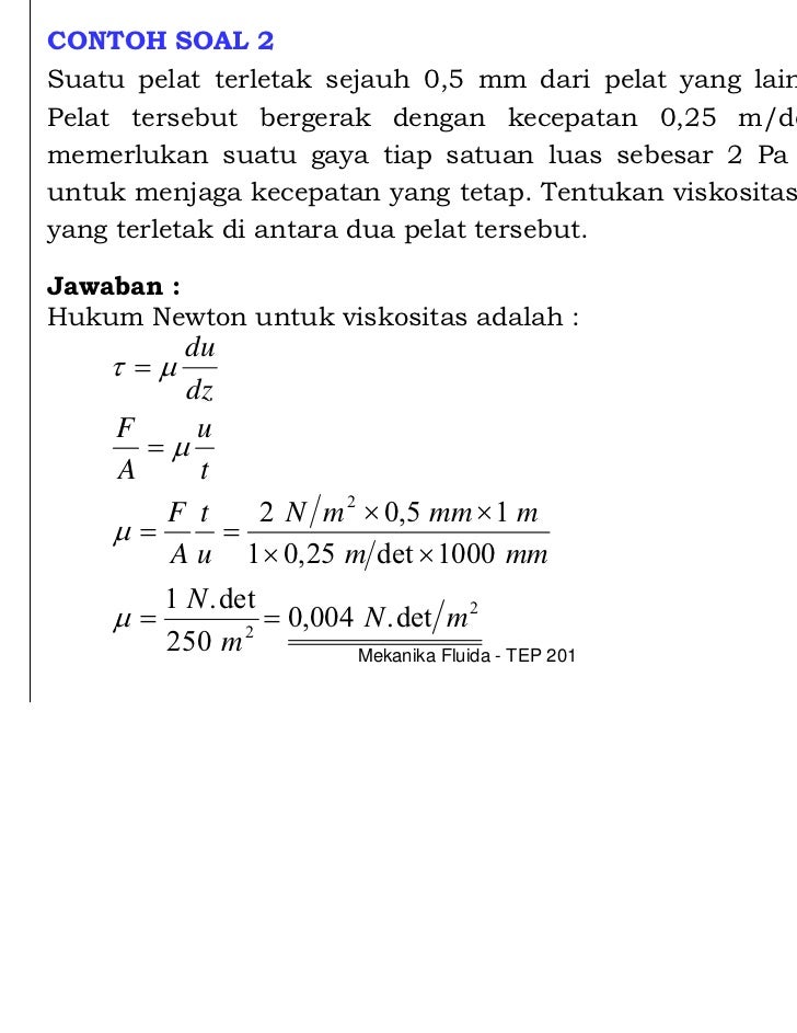 Contoh Soal Viskositas Kinematik
