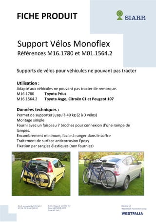 Siarr Fiche Produit Support VéLos Monoflex par autoprestige-attelage