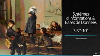 Systèmes
d’Informations&
BasesdeDonnées
-SIBD101-
ELSAKAAN Nadim
PAGE 1
 