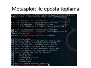 Metasploit ile eposta toplama
 