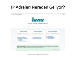IP Adreleri Nereden Geliyor? 
@basaranalper | www.alperbasaran.com 
 