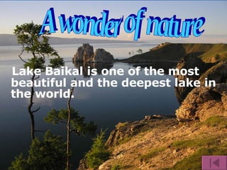 Lake Baikal is one of the most beautiful and the deepest lake in the world. www.themegallery.com Company Logo A wonder of nature 